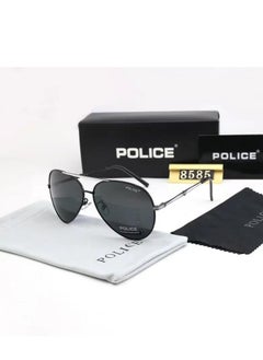 Buy New Fshion Pilot Polarized Lens Sunglasses Sliver Lenses with Black Frames in Saudi Arabia