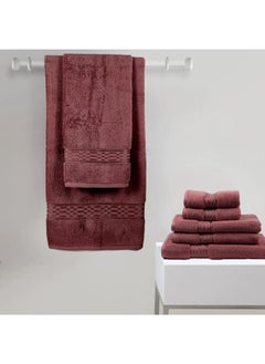 Buy Home Ultra (Burgundy) Premium Cotton Bath Towel (70 X 140 Cm-Set Of 1) Highly Absorbent, High Quality Bath Linen With Checkered Dobby 550 Gsm in UAE