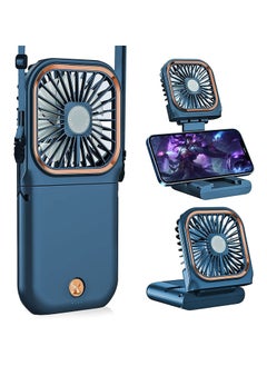 Buy Portable Handheld Fan, Foldable USB Rechargeable Fan for Home Office Outdoor Travel, 3000mAh Power Bank Hands Free Cooling Fan (Blue) in Saudi Arabia