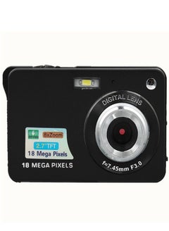 اشتري كاميرا رقمية TFT 2.7 بوصة بدقة 18 ميجابكسل وتكبير 8X كاميرا فيديو رقمية صغيرة مضادة للاهتزاز بدقة Full HD (أسود) في الامارات