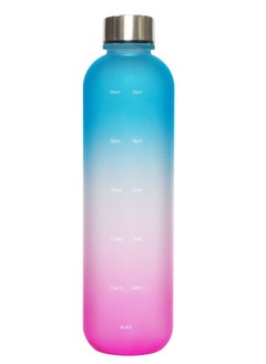 اشتري Tycom Drinking Water Bottle With Time Marker - 1L Leak-Proof, BPA Free, Motivational Reusable 32oz Water Bottles With Times To Drink - Ideal For Fitness, Sports, Travel, Gym, & Outdoor (Blue Pink) في الامارات