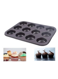 Buy 12-Cavity Muffin Cupcake Mold Black in Egypt