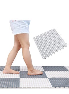 Buy 16 PCS Bathroom Shower Drainage Mats PVC Interlocking Floor Tiles With Non Slip Drain Holes for Bathroom Kitchen Pool in Saudi Arabia