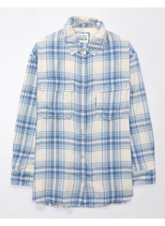 Buy AE Oversized Long-Sleeve Plaid Button-Up Shirt in Egypt