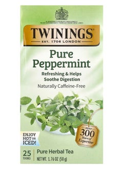 اشتري Pure Herbal Tea Pure Peppermint Caffeine Free 25 Tea Bags 1.76 oz (50 g) في الامارات