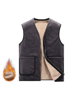 Buy Plus Size Fleece Vest Men Winter Warm Sleeveless Grey in UAE