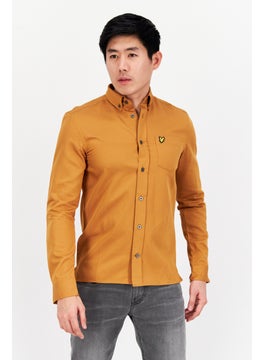 اشتري Men Regular Fit Solid Long Sleeve Casual Shirt, Orange في السعودية