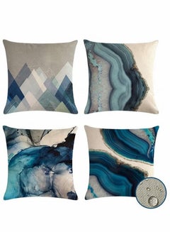 اشتري Pillow Covers Set of 4, Modern Sofa Throw Cover, Decorative Outdoor Linen Fabric Case for Couch Bed Car 45x45cm في السعودية