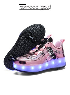 Buy LED Flash Four-wheel Fashion Shiny Sneakers Skates with Wheels and Lightning Soles for Kids Shoes in Saudi Arabia