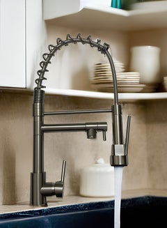 اشتري Faucet Kitchen Kitchen Faucet With Shower 360° Swivel Mixer Tap Spiral Spring Faucet Sink Faucet Brushed Spiral Spring Faucet في السعودية