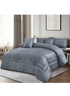 Buy Comforter Set Summer For One and a Half 4 Pieces Middle Filling Geometric Design Relief Pattern 170x220 cm in Saudi Arabia