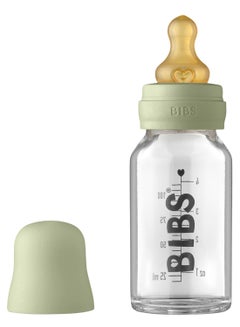 اشتري Baby Glass Feeding Bottle For 0M+, 110 ml - Sage في الامارات