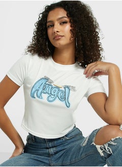 Buy Slogan Cropped T-Shirt in Saudi Arabia