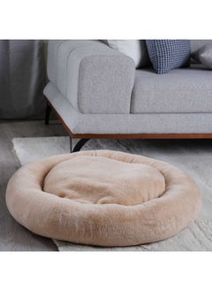 Buy Donut Faux Fur Pet Bed 80 Cm Round -Brown in UAE