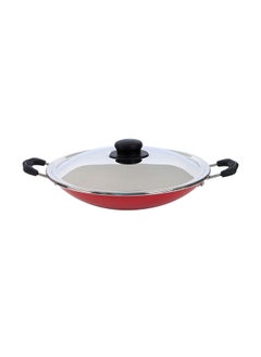 Buy Nonstick Cookware Appam Aluminium Pan With Lid 21cm Red in UAE