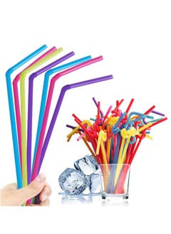 اشتري 200 Pack Flexible Plastic, Straws Straws Extra Long Colorful, Disposable Drinking Straws, Individual Package Drinking Straws, Party Multicolored Drinking Straws في السعودية