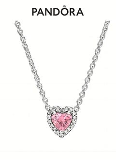 Buy Pandora Women's Necklace Adjustable Shiny Infinity Pink Heart Necklace in Saudi Arabia