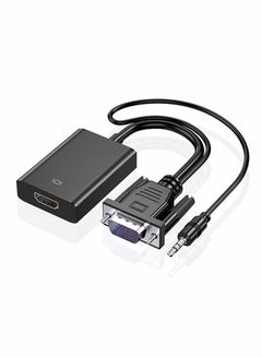 اشتري VGA to HDMI Adapter with 3.5mm Audio Port, Converter Cable with Audio 1080P Convert VGA Source PC to HDMI Connector of Monitor TV Display, Fit for Old Computer, Laptop, Projector to HDMI Display في الامارات