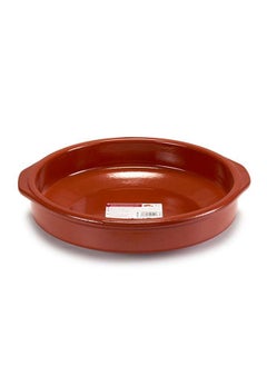 اشتري Brown Terracotta Round Deep Plate With Handle 30 cm, Sapin في الامارات