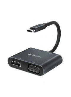 Buy Buddy HUB4 USB-C to HDMI & VGA Converter 100W - Black in Egypt