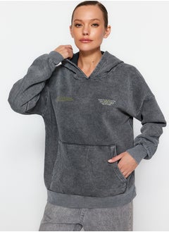 اشتري Anthracite Thick Fleece Inside. A Washing Effect Oversized/Wide Knitted Sweatshirt TWOAW24SW00230 في مصر