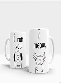 اشتري Cashmeera Printd Mug - Couples Set Of 2 Mugs Cat And Dog -Ceramic Coffee Cup في مصر