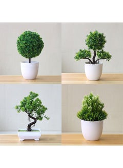 Buy 4 Pcs Artificial Plant With Pot Green in UAE