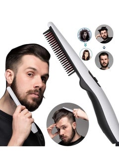 Buy Men's Combs, Electric Beard Straightener Massage Hair Comb Beard Comb Multifunctional Curly Hair Straightening Comb Curler, Beard Straightener, Beard Straightener for Men in UAE