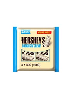 اشتري هيرشي كوكيز آند كريم لوح شوكولاتة 40 جرام، عبوة من 4 قطع في الامارات