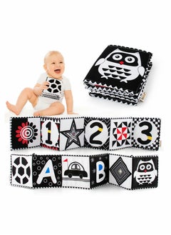 اشتري Black and White Cloth Books   High Contrast Baby Cloth Book for Early Education, Infant Tummy time Mat, Three Dimensional Can Be Bitten and Tear Not Rotten Paper 0 3 Years Old Baby Toys في الامارات