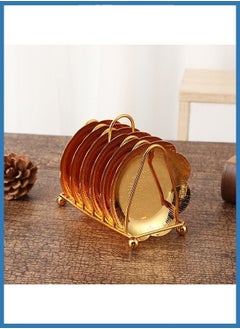 Buy 6 Pieces Of Trays and A Holder Gold in UAE