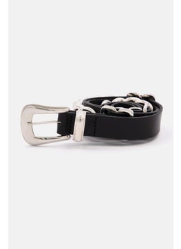 اشتري Women Chain Leather Buckle Belt, Black/Gold في السعودية