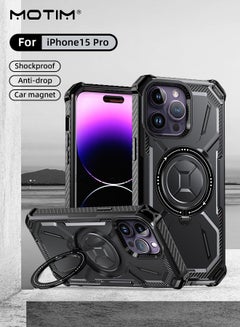 Buy iPhone 15 Plus Case with Armor Design Military Grade Protection Heavy Duty Protective Built-In Kickstand Phone Case Cover with Rotable Ring Holder Support Magnetic Charging in UAE