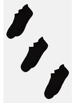 Buy Men 3 Pair Sold Ankle Socks, Black in UAE