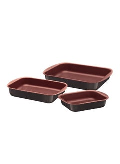 Buy Vermont 3 Pieces Graphite Aluminum Roasting Pan Set with Copper Interior Starflon Max PFOA Free Nonstick Coating in UAE