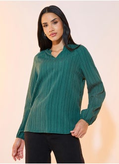 Buy Striped V Neck Long Sleeve Shirt in Saudi Arabia