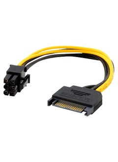 Buy 15pin SATA Power to 6pin PCIe PCI-e PCI Express Adapter Cable for Video Card Yellow/Black in UAE