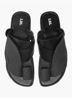 Buy Men Textured Slip-On Arabic Sandals in Saudi Arabia