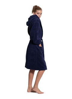 اشتري Navy Blue Color Lightweight Summer Fresh Cotton Unisex Spa Bathrobe Medium Sizes في الامارات