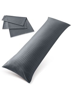 Buy Hotel Linen Klub Long Body 1Pc Stripe Pillowcase - 100% Microfiber  with envelope closure, Soft and Durable Quality, Size : 45 x 125cm , Dark Grey in UAE