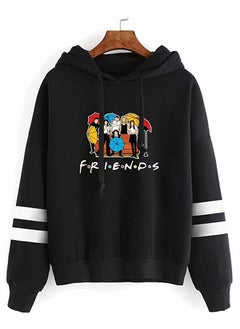 Buy Friends Hoodies for Women, Long Sleeve Drawstring Fleece Letters Print Hooded(Black,M) in Saudi Arabia