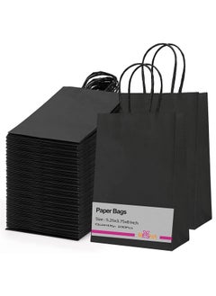 Buy Paper Gift Bags 5.25X3.75X8 Black Small Paper Bags With Handles Bulk100 Pcs Kraft Paper Bags For Small Businesswedding Party Favor Bags in UAE