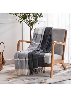 Buy Bristol Eka Striped Woven Throw with Fringe 170 x 130 cm in Saudi Arabia