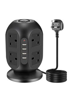 Buy Power Strip Surge Protector, 8 AC Multiple Outlets 4 USB, Power Tower Desktop Charging Station, Home Dorm Room Office Essentials, Desk Accessories in UAE