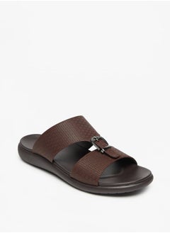 Buy Men's Textured Slip-On Sandal with Buckle Detail in UAE