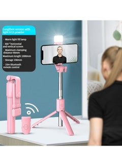 Buy M MIAOYAN Mobile phone bluetooth selfie stick extended with fill light mini handheld all-in-one desktop tripod stand in Saudi Arabia