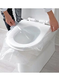 اشتري 50 Pcs Portable Disposable Toilet Seat Waterproof Restroom Seat cover Plastic Suitable For Travel/Camping Bathroom في الامارات