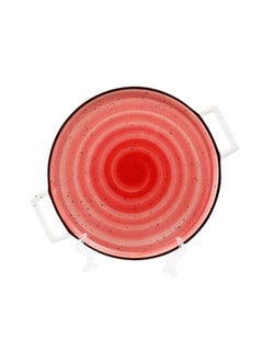 Buy Color Glaze Porcelain Pizza Plate 32.5x26.5 cm,Red in UAE