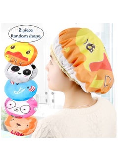 اشتري 2 Pieces Waterproof Bathing Caps for Women and Kids - Multi Color Random Patterns في مصر