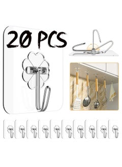 Buy 20-Piece Heavy Duty Wall Hooks Transparent 6cm in UAE